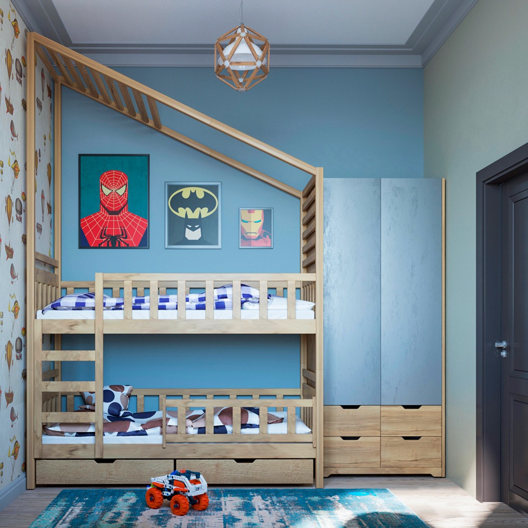 Дизайн интерьера детской зоны с двухспальной кроватью 1 - zakriart