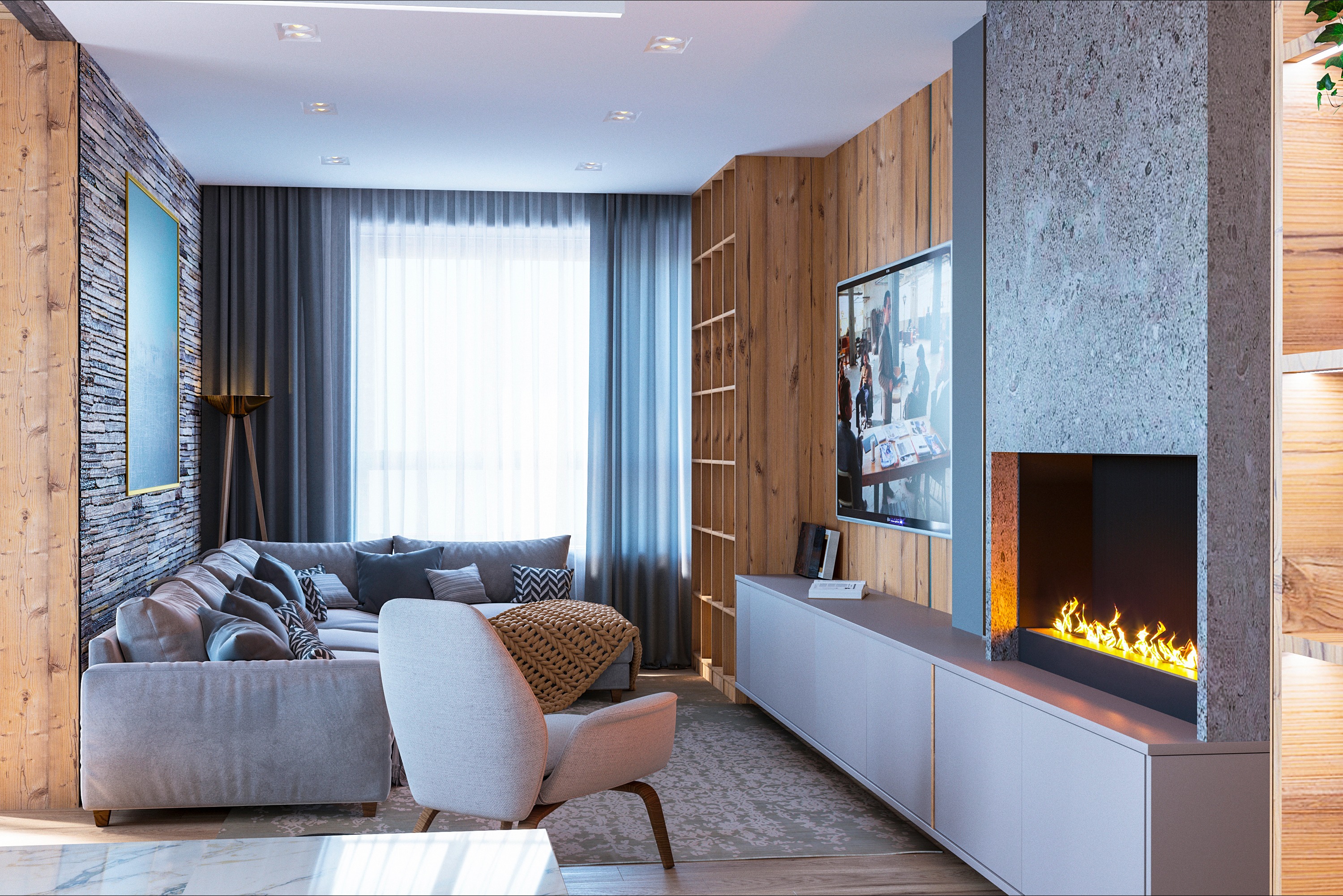 Дизайн интерьера гостиной с камином 2 - zakriart